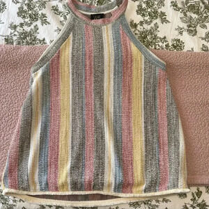 Anthropologie W5 Multicolor High Neck Terry Stripe Shirt